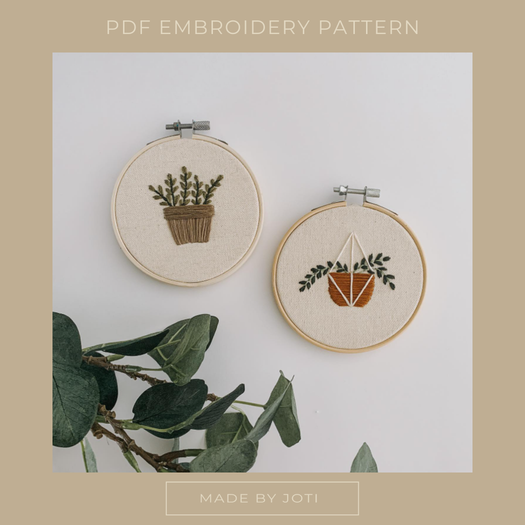 PDF Potted Plants Embroidery Hoop Pattern