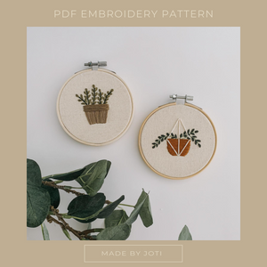 PDF Potted Plants Embroidery Hoop Pattern